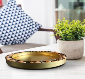 Candle plate with stones but without candles